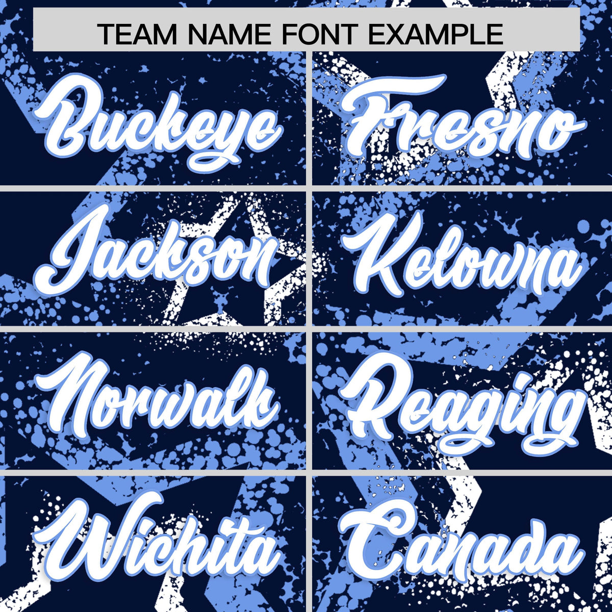 Custom Navy White Light Blue Star-Shaped Ink Texture Graffiti Pattern Baseball Jersey | Sublimation Printed & Stitched,Add Name and Numbern,Perfect for Parties,Perfect for Training | KXKSHOP