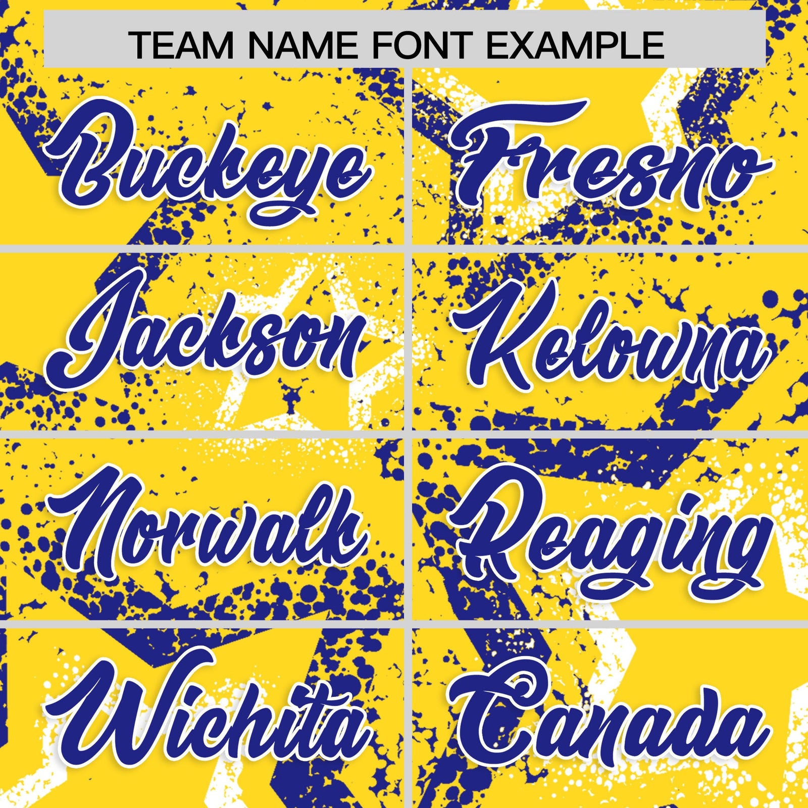 Custom Gold White Royal Blue Star-Shaped Ink Texture Graffiti Pattern Baseball Jersey | Sublimation Printed & Stitched,Add Name and Numbern,Perfect for Parties,Perfect for Training | KXKSHOP