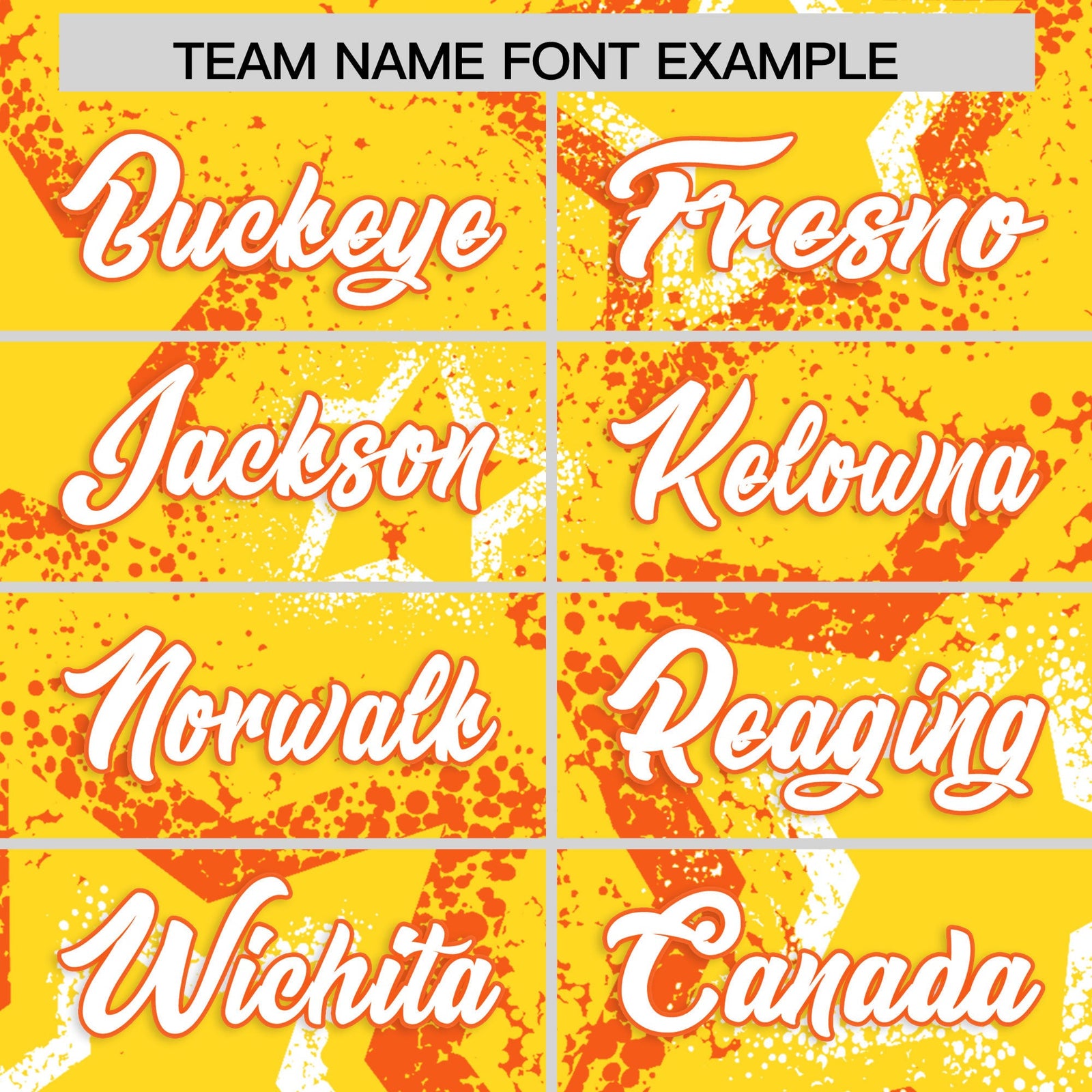 Custom Gold Orange White Star-Shaped Ink Texture Graffiti Pattern Baseball Jersey | Sublimation Printed & Stitched,Add Name and Numbern,Perfect for Parties,Perfect for Training | KXKSHOP