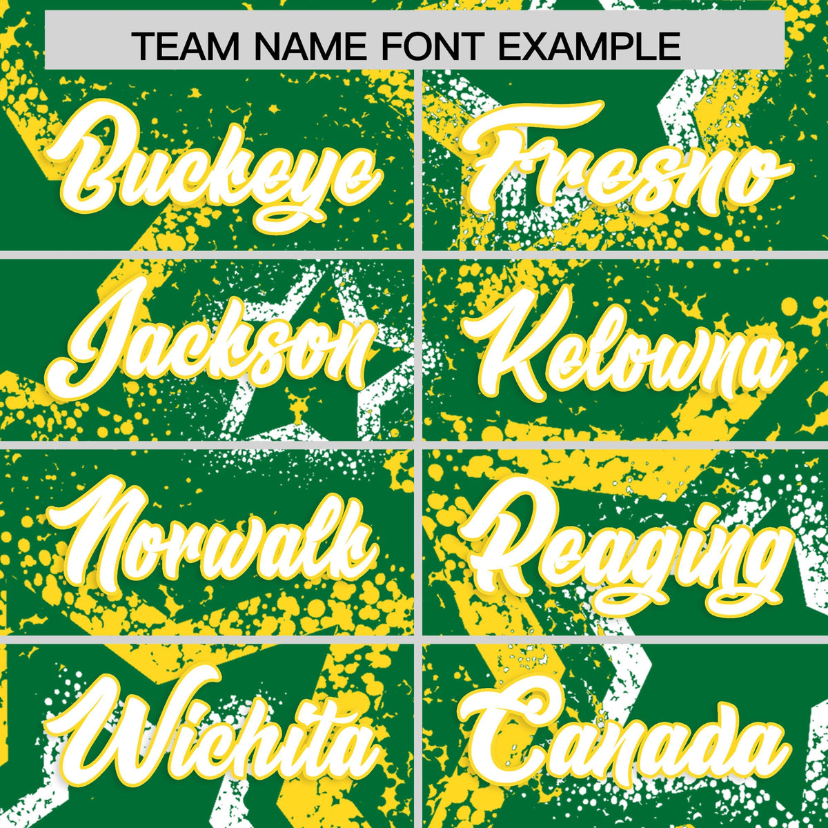 Custom Kelly Green White Gold Star-Shaped Ink Texture Graffiti Pattern Baseball Jersey | Sublimation Printed &amp; Stitched,Add Name and Numbern,Perfect for Parties,Perfect for Training | KXKSHOP