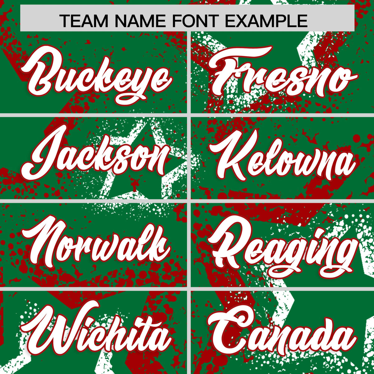 Custom Kelly Green White Red Star-Shaped Ink Texture Graffiti Pattern Baseball Jersey | Sublimation Printed &amp; Stitched,Add Name and Numbern,Perfect for Parties,Perfect for Training | KXKSHOP