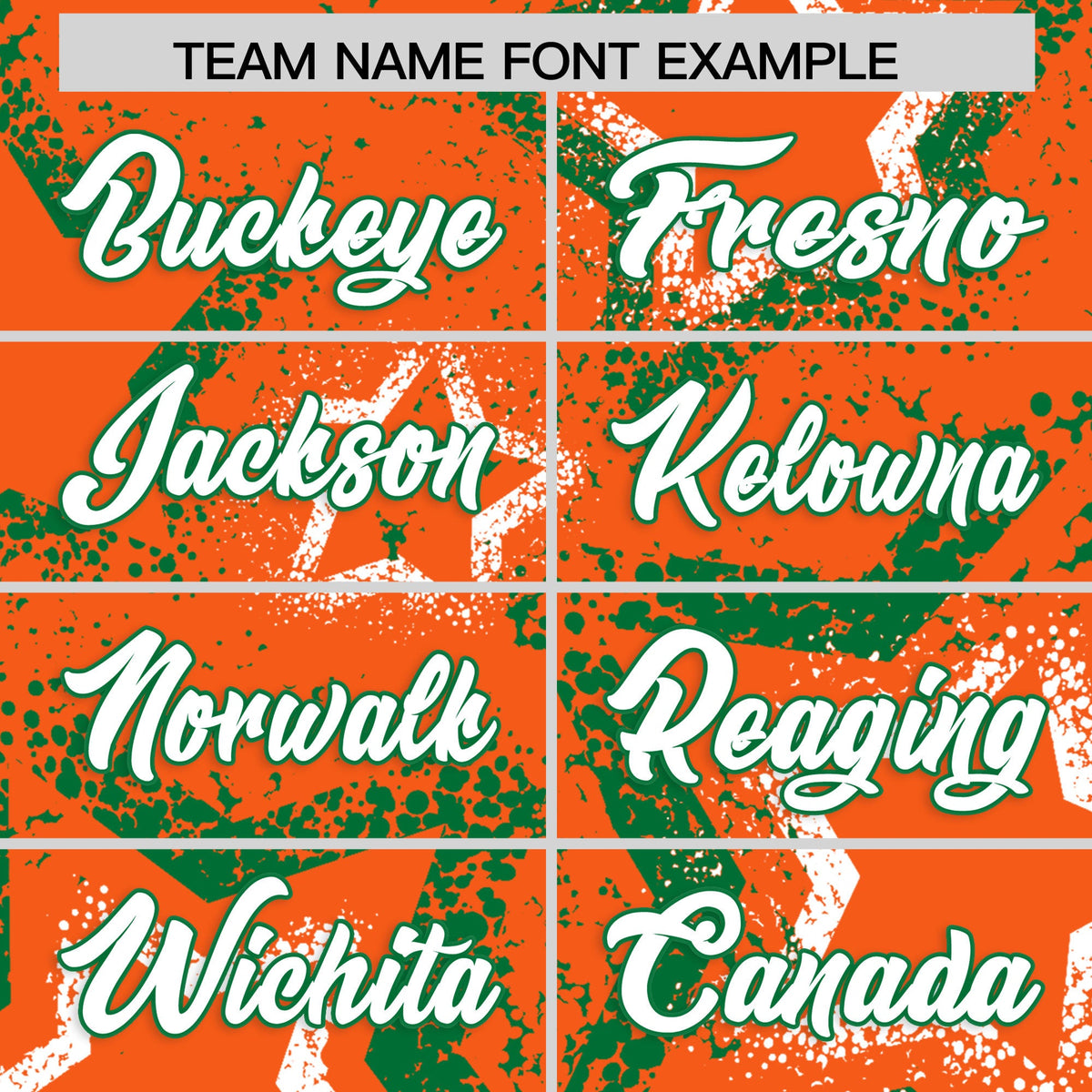 Custom Orange White Kelly Green Star-Shaped Ink Texture Graffiti Pattern Baseball Jersey | Sublimation Printed &amp; Stitched,Add Name and Numbern,Perfect for Parties,Perfect for Training | KXKSHOP