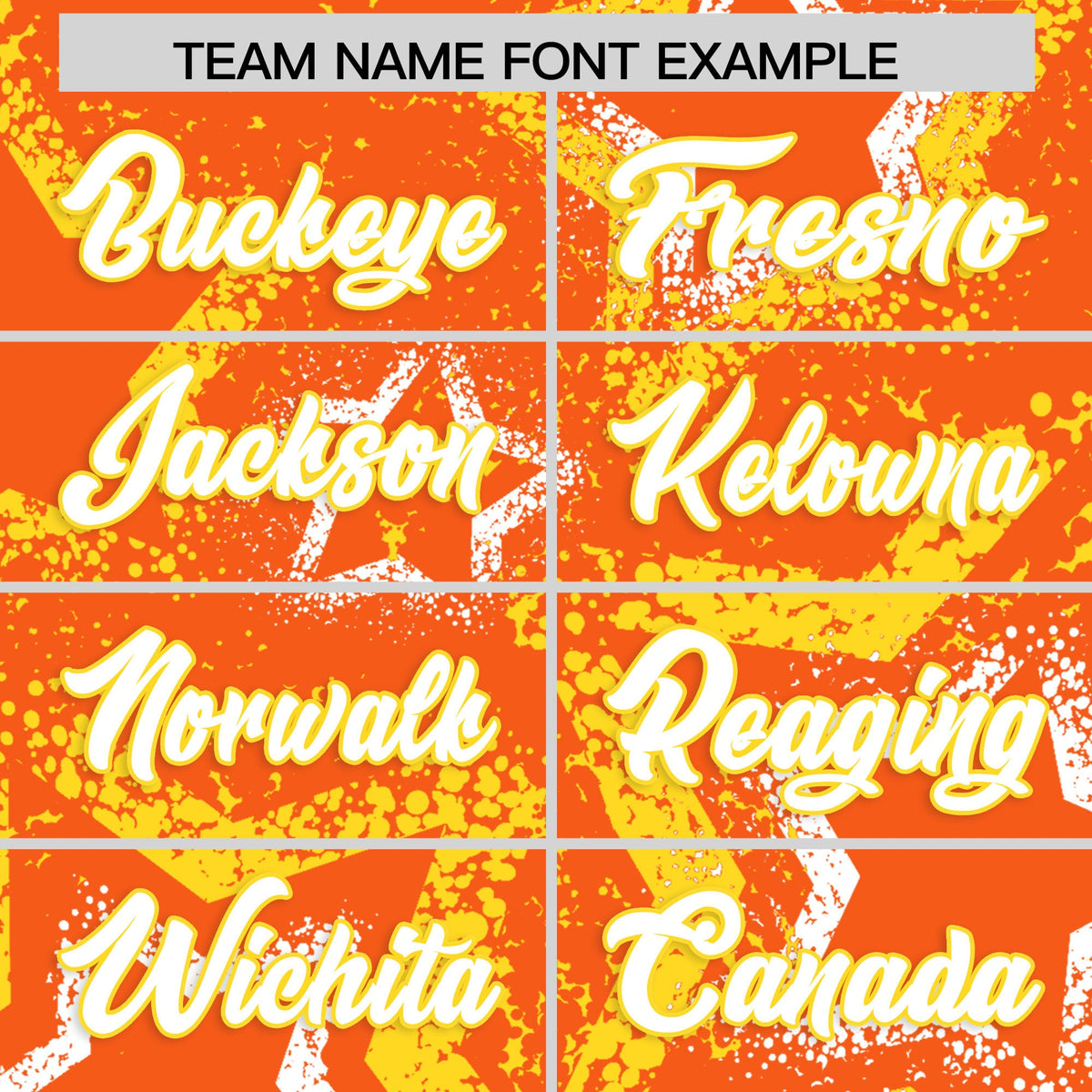 Custom Orange White Gold Star-Shaped Ink Texture Graffiti Pattern Baseball Jersey | Sublimation Printed & Stitched,Add Name and Numbern,Perfect for Parties,Perfect for Training | KXKSHOP