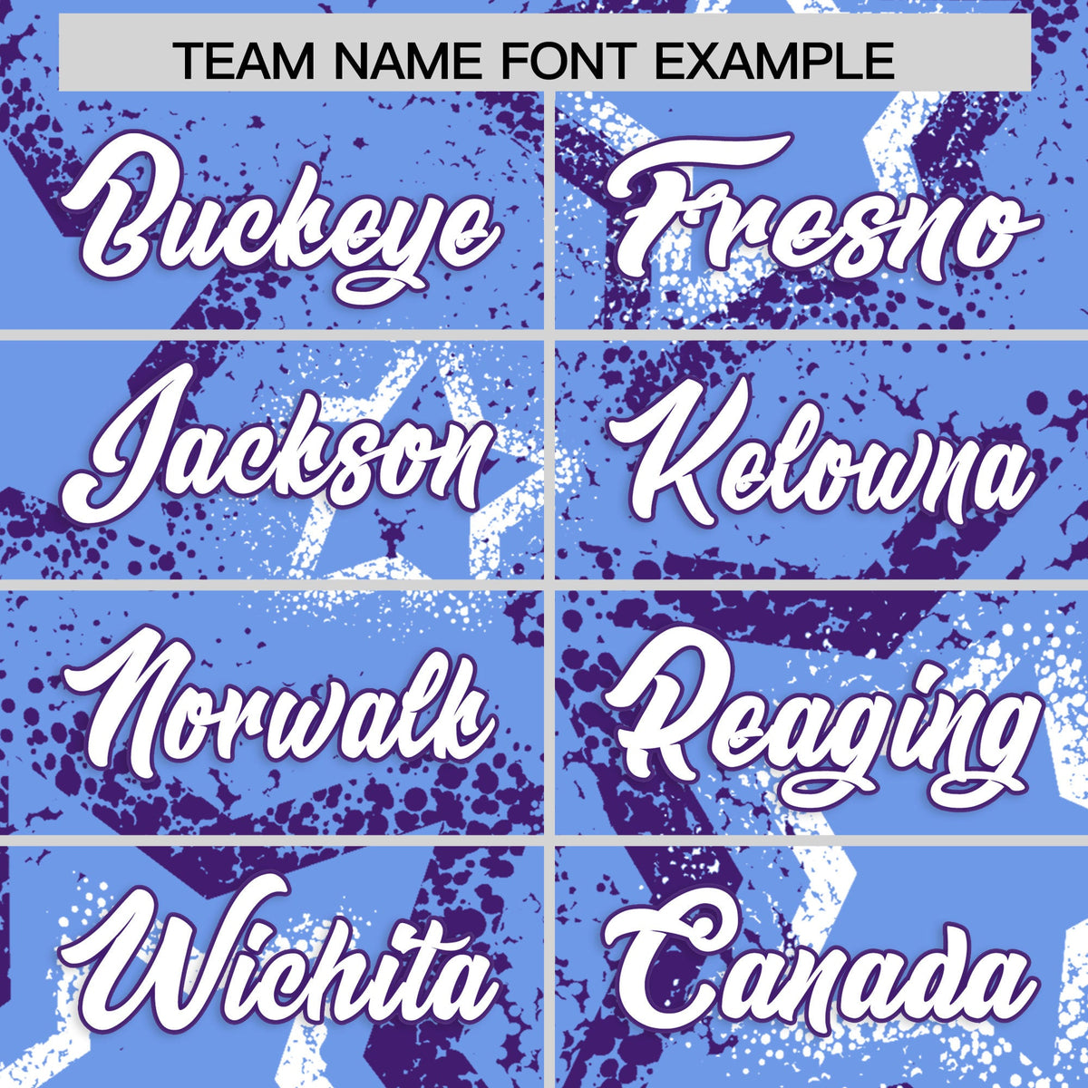 Custom Light Blue White Purple Star-Shaped Ink Texture Graffiti Pattern Baseball Jersey | Sublimation Printed &amp; Stitched,Add Name and Numbern,Perfect for Parties,Perfect for Training | KXKSHOP
