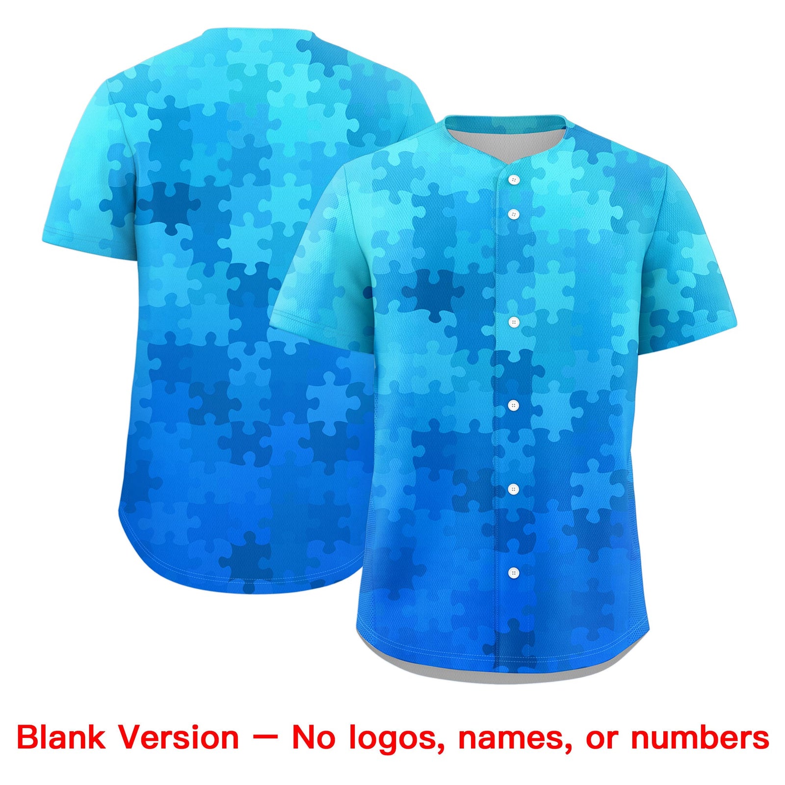 Custom Royal Blue White Puzzle Elements Baseball Jersey | Sublimation Printed & Stitched,Add Name and Numbern,Perfect for Teams | KXKSHOP