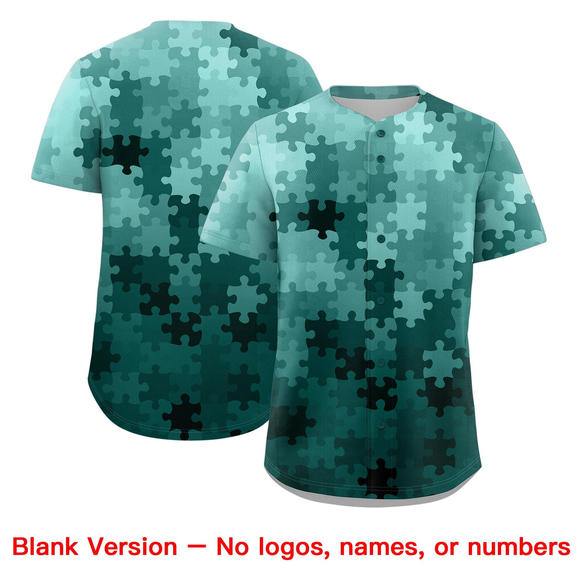 Custom Aqua Black White Puzzle Elements Baseball Jersey | Sublimation Printed &amp; Stitched,Add Name and Numbern,Perfect for Teams | KXKSHOP