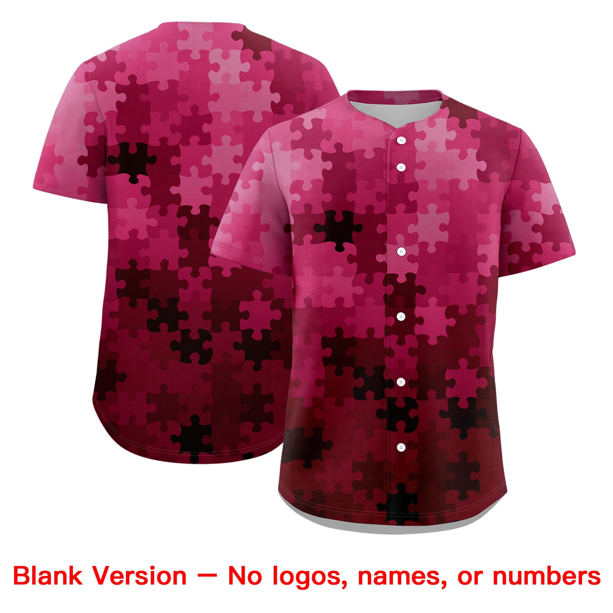Custom Rose Red Black White Puzzle Elements Baseball Jersey | Sublimation Printed &amp; Stitched,Add Name and Numbern,Perfect for Teams | KXKSHOP