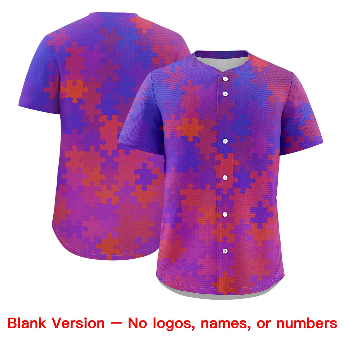 Custom White Rose Red Puzzle Elements Baseball Jersey | Sublimation Printed &amp; Stitched,Add Name and Numbern,Perfect for Teams | KXKSHOP