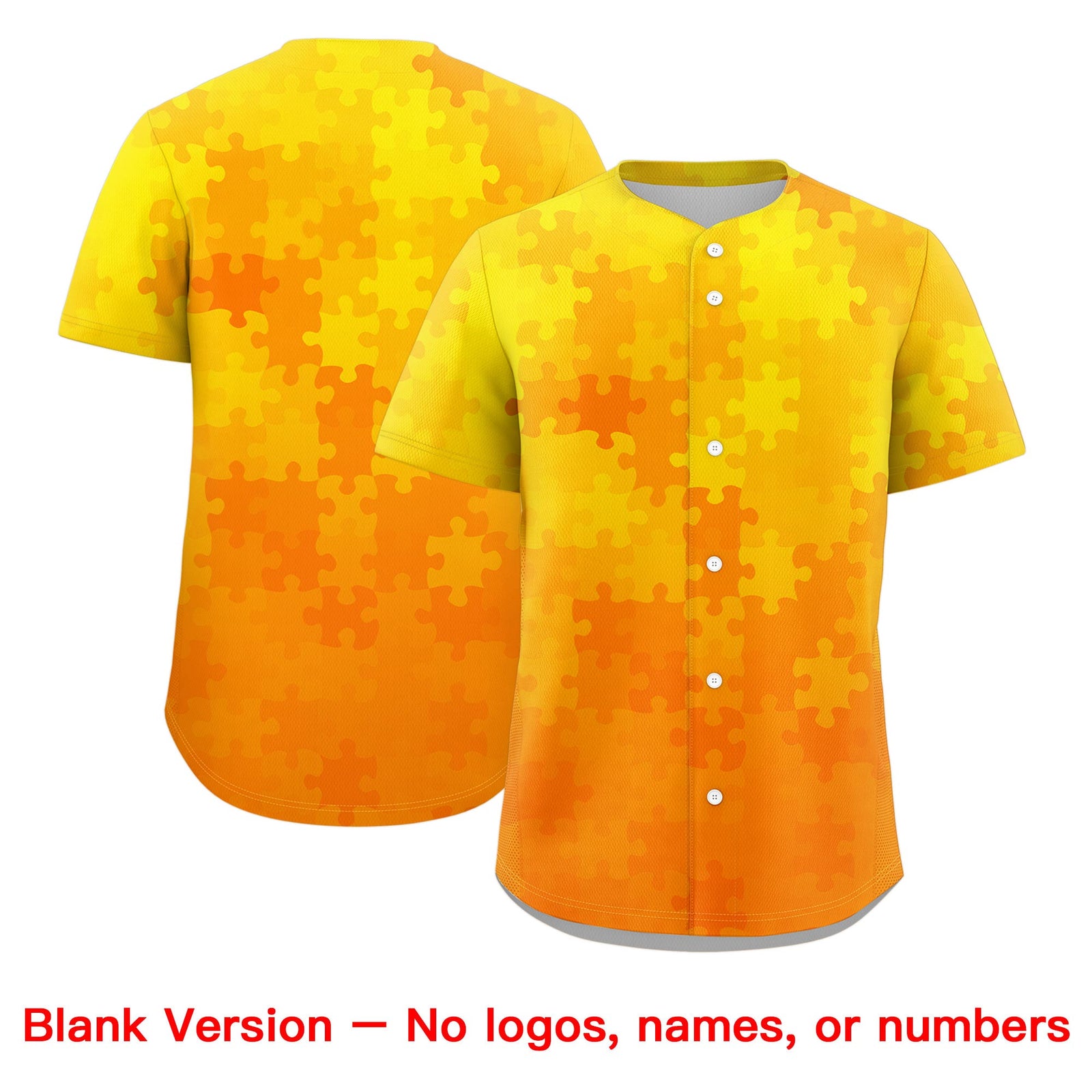 Custom Yellow Royal Blue White Puzzle Elements Baseball Jersey | Sublimation Printed & Stitched,Add Name and Numbern,Perfect for Teams | KXKSHOP