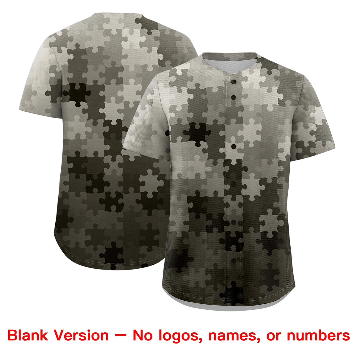 Custom Gray White Black Puzzle Elements Baseball Jersey | Sublimation Printed & Stitched,Add Name and Numbern,Perfect for Teams | KXKSHOP