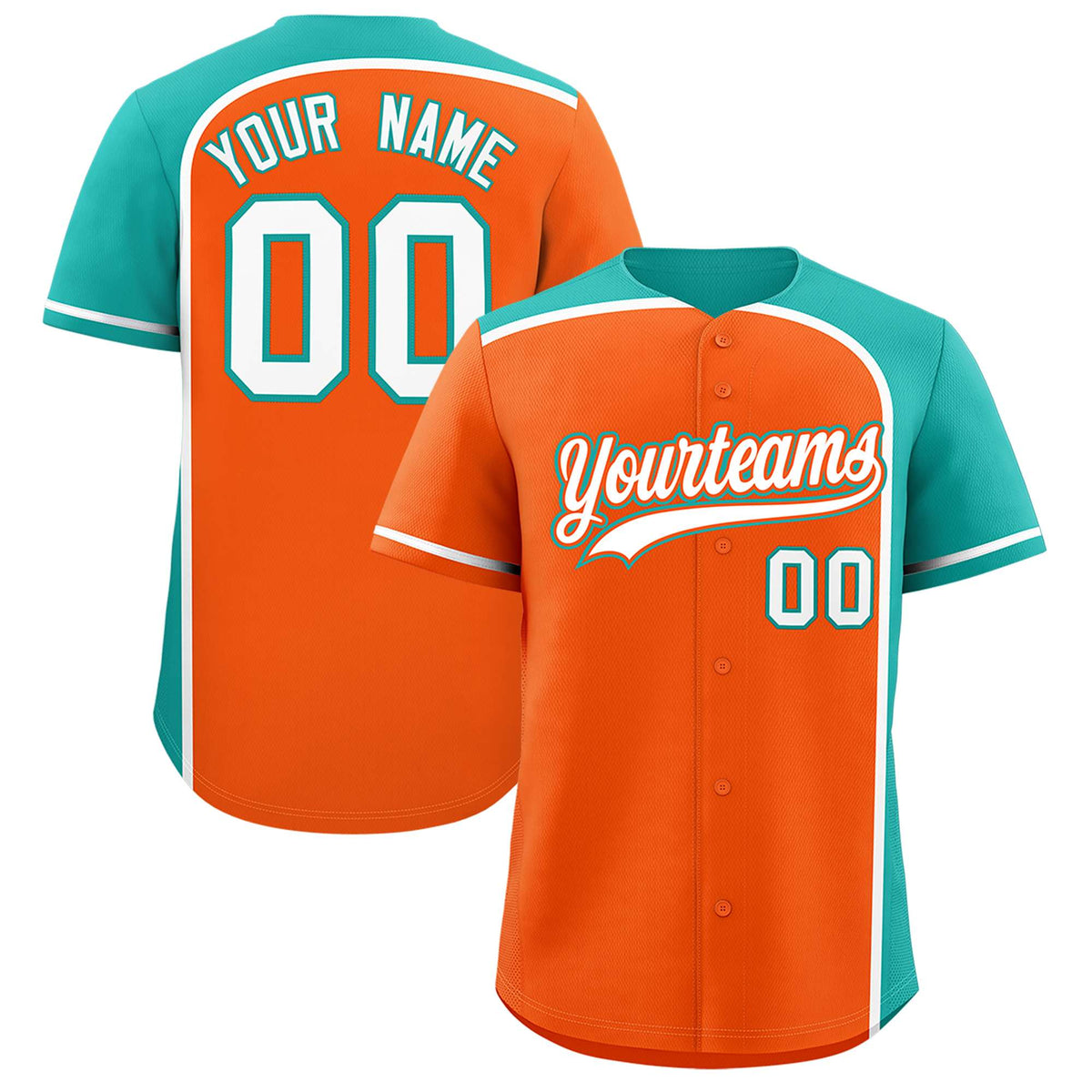 Custom Orange Aqua Personalized Color Block Authentic Baseball jersey