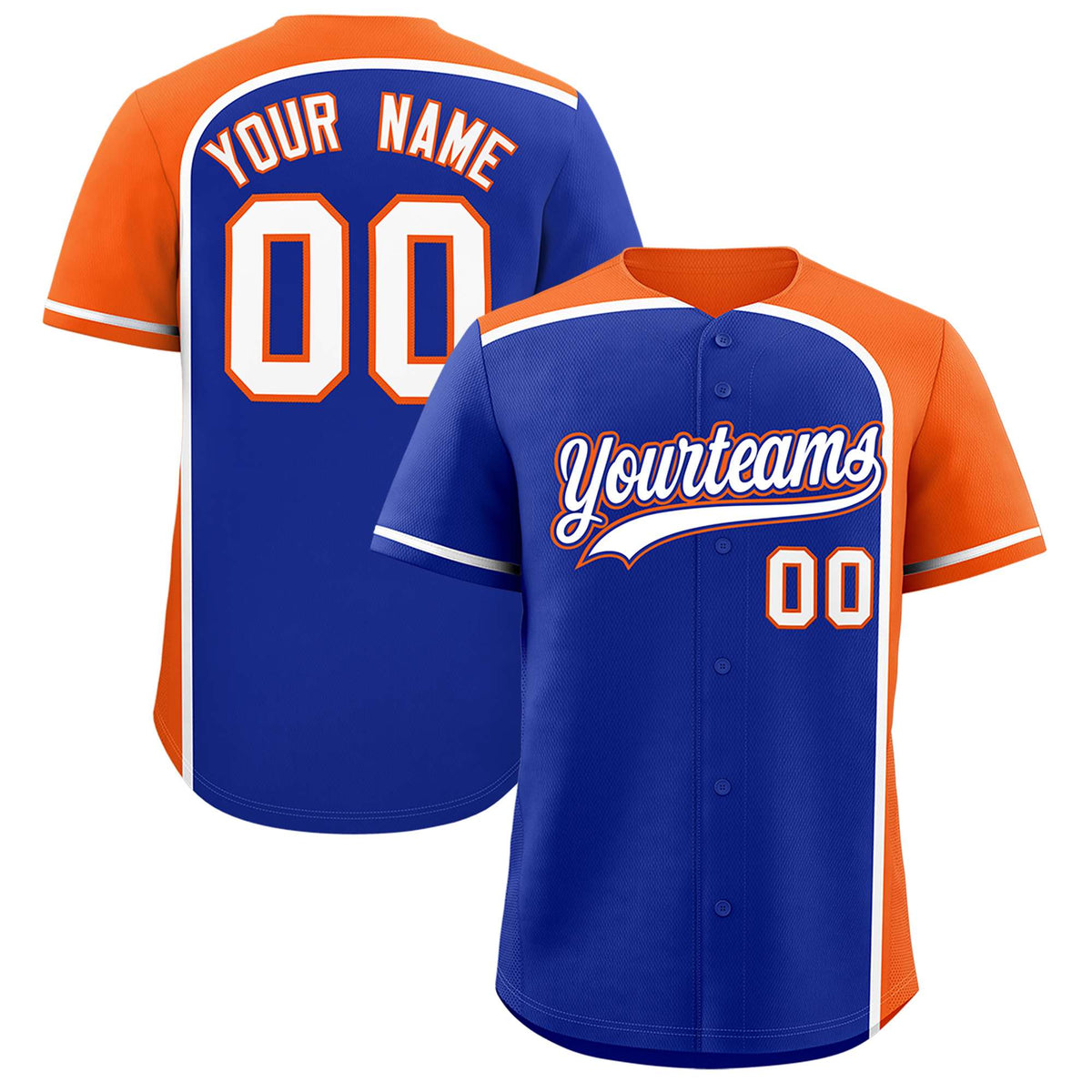 Custom Royal Orange Personalized Color Block Authentic Baseball jersey