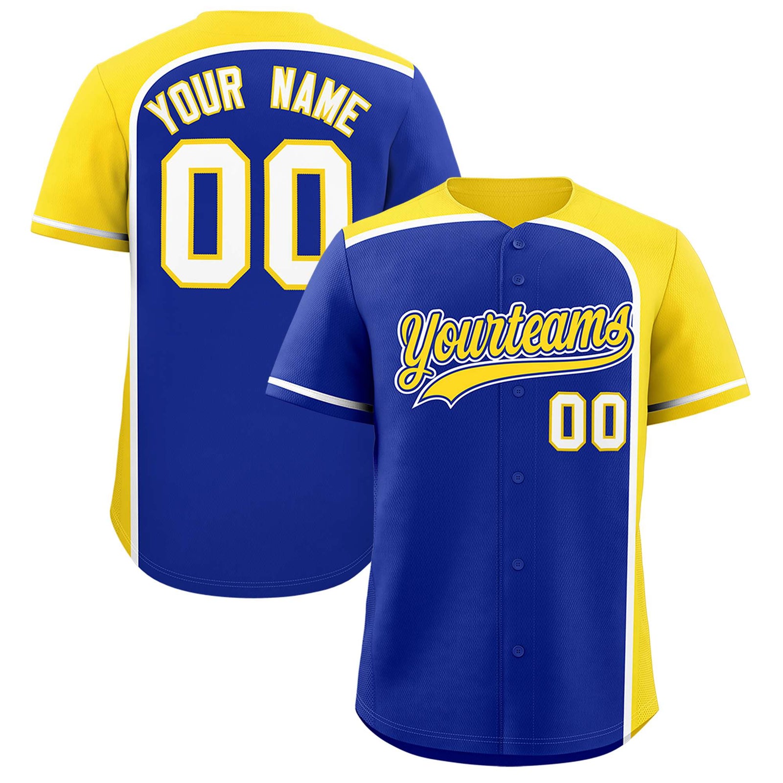 Custom Royal Gold Personalized Color Block Authentic Baseball jersey