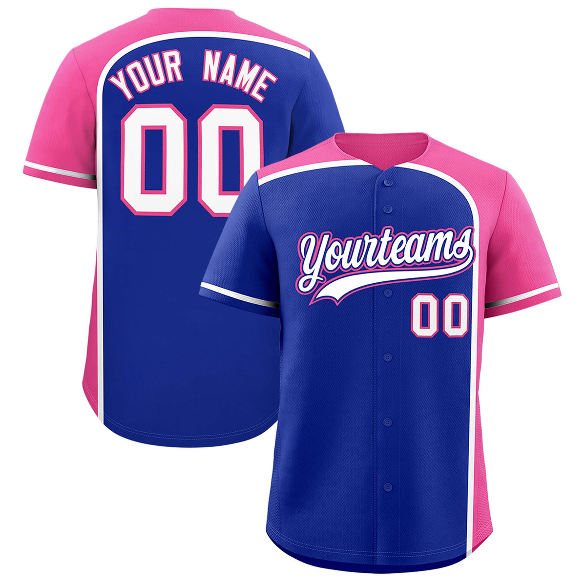 Custom Royal Pink Personalized Color Block Authentic Baseball jersey