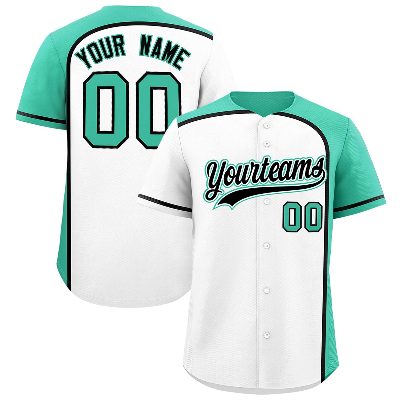 Custom White Bright Green Personalized Color Block Authentic Baseball jersey