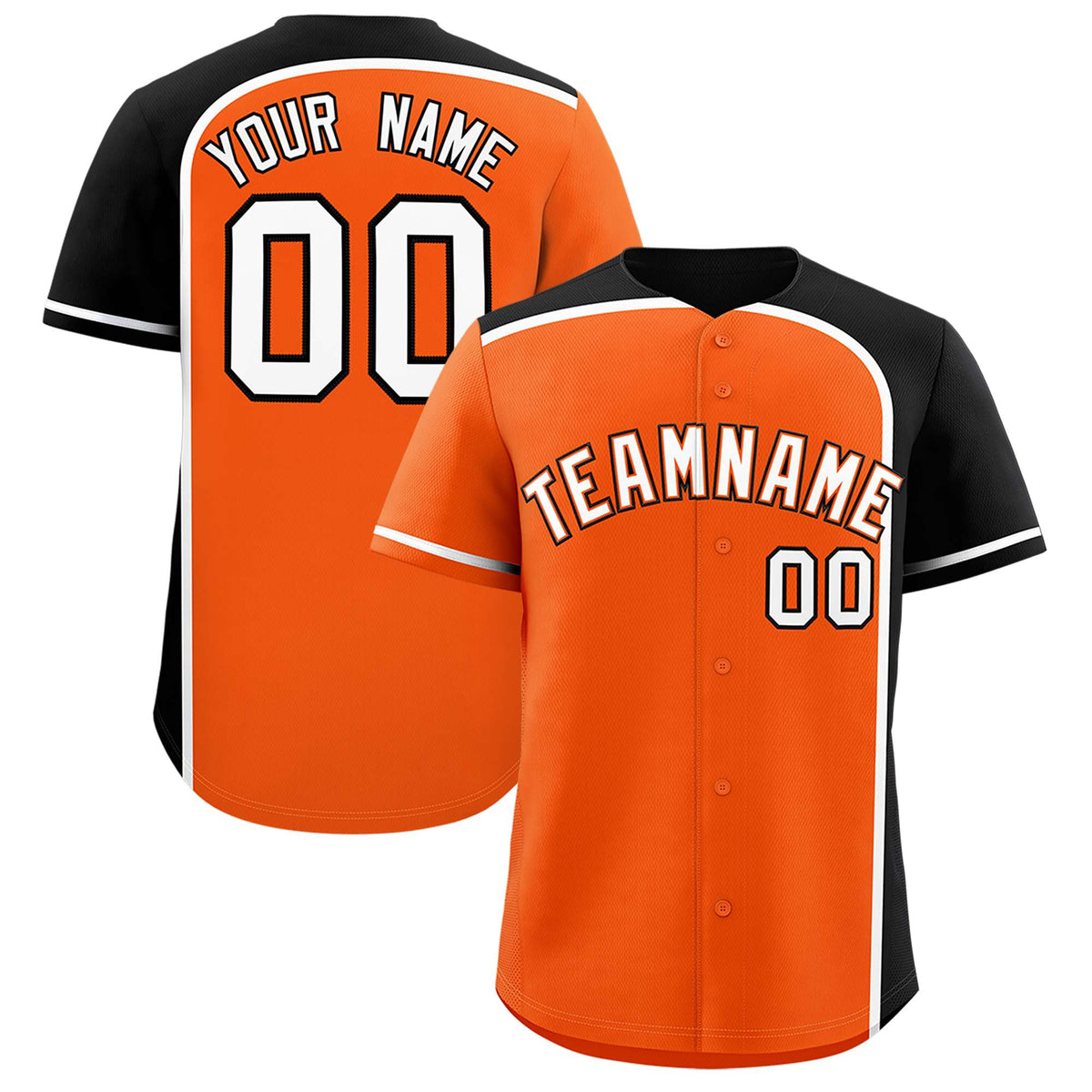Custom Orange Black Personalized Color Block Authentic Baseball jersey
