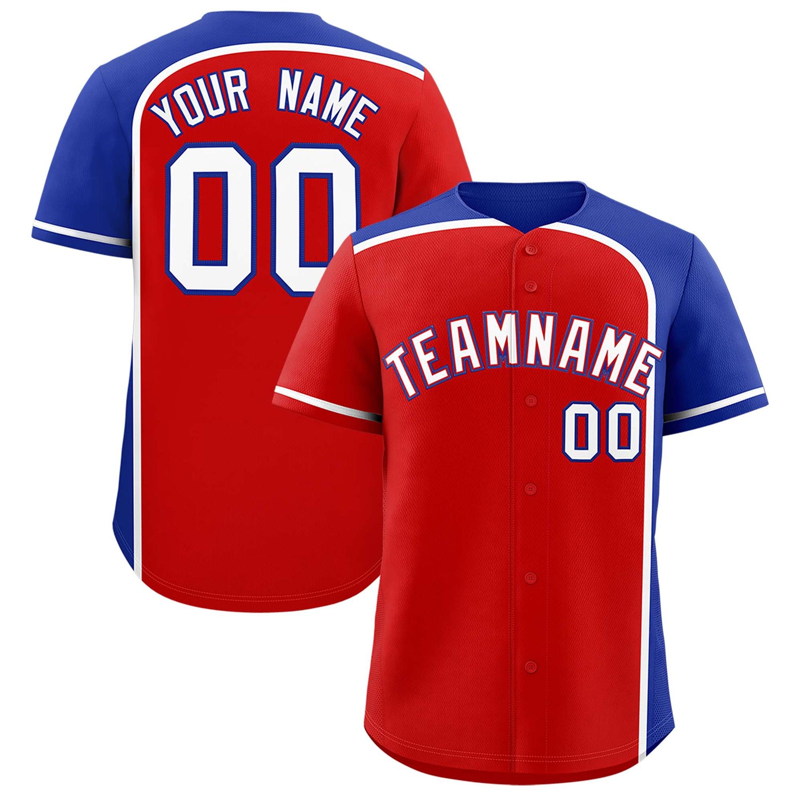 Custom Red Royal Personalized Color Block Authentic Baseball jersey
