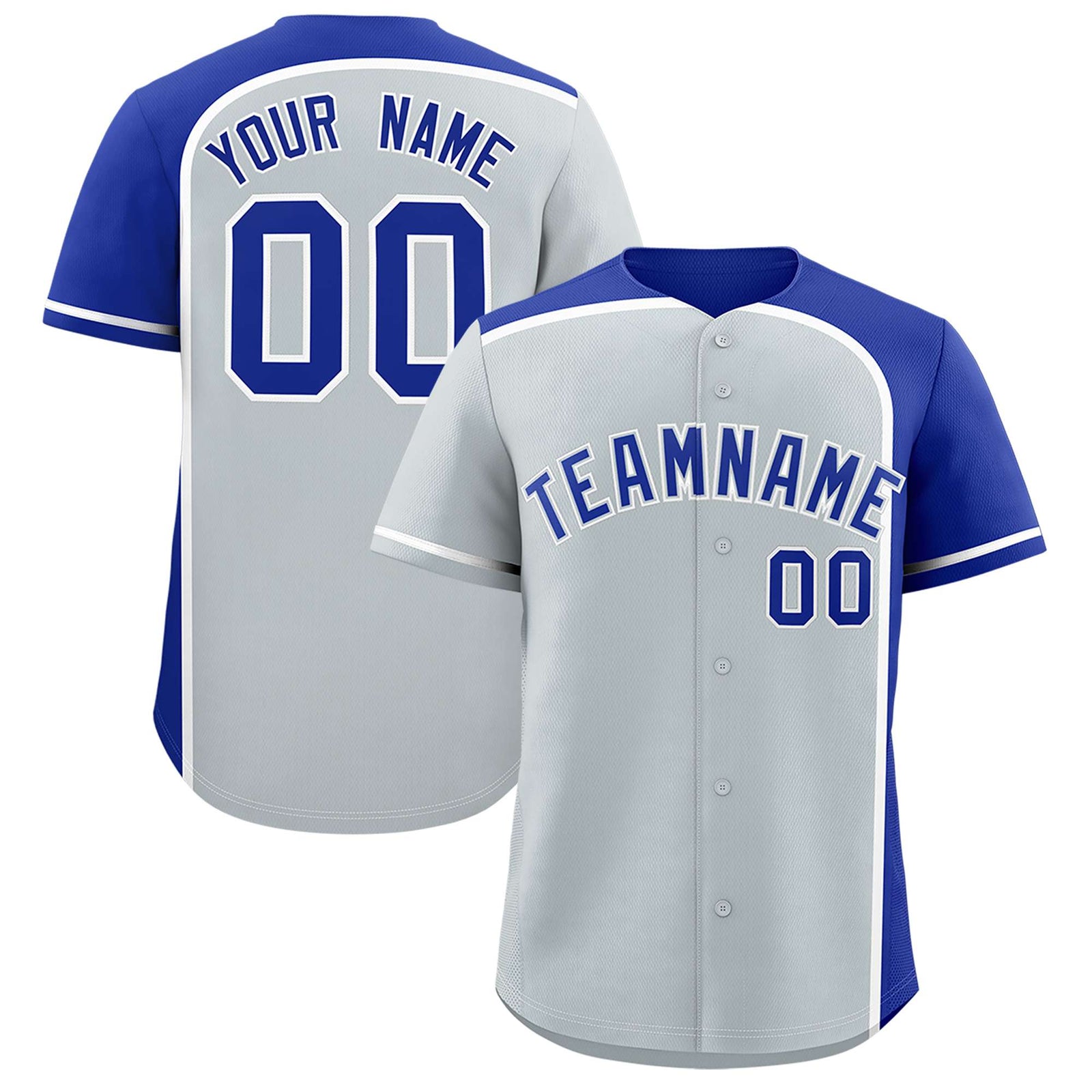Custom Silver Royal Personalized Color Block Authentic Baseball jersey