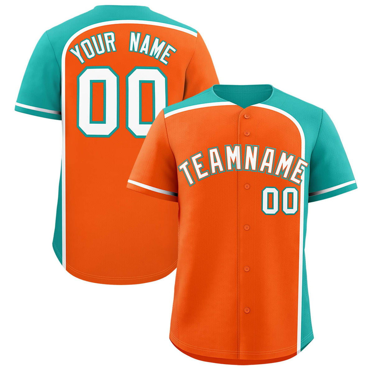 Custom Orange Aqua Personalized Color Block Authentic Baseball jersey
