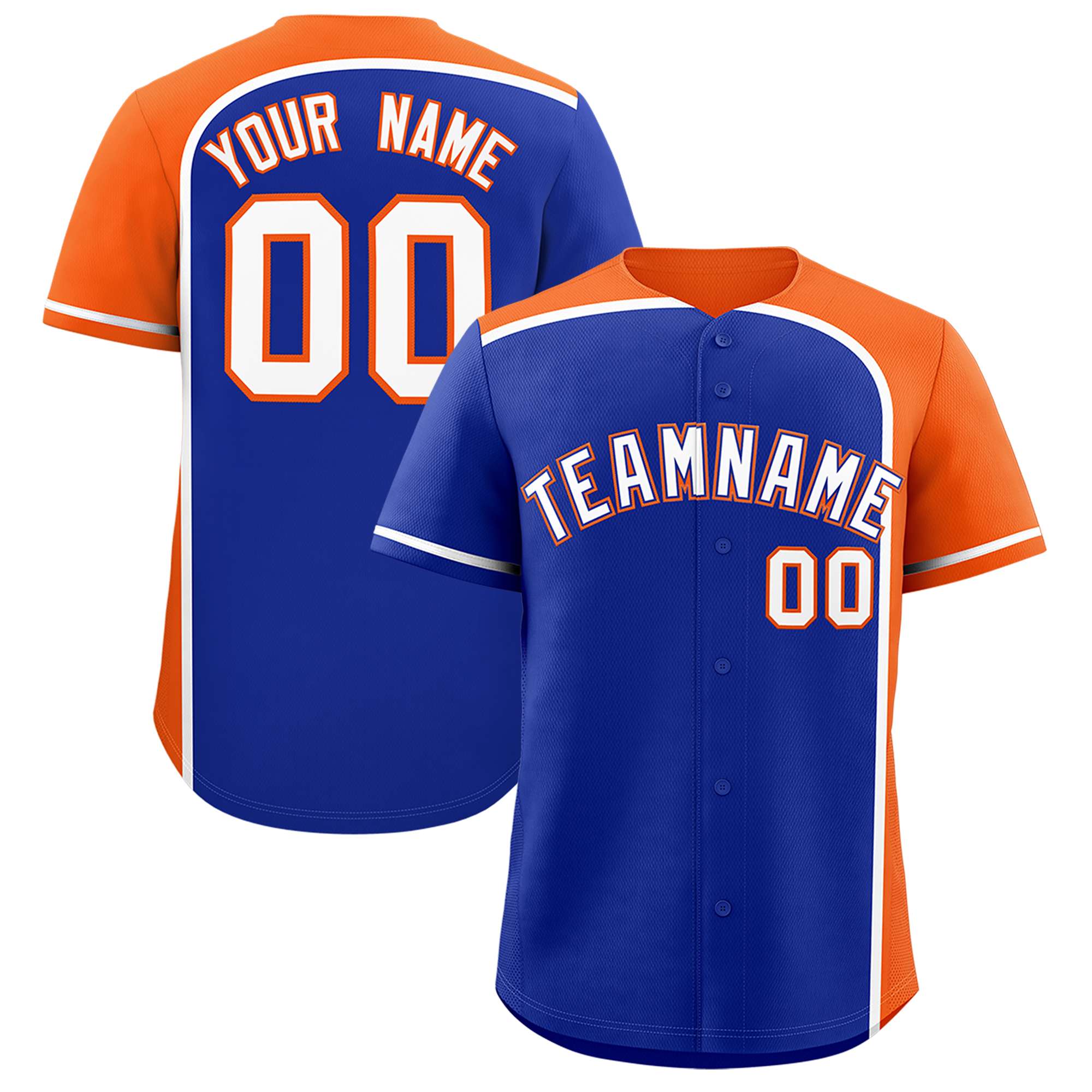 Custom Royal Orange Personalized Color Block Authentic Baseball jersey
