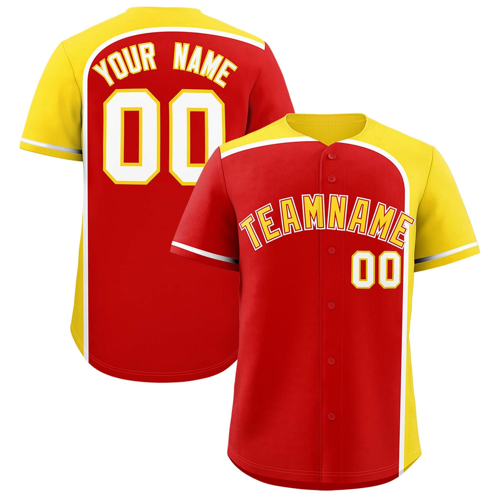 Custom Red Gold Personalized Color Block Authentic Baseball jersey