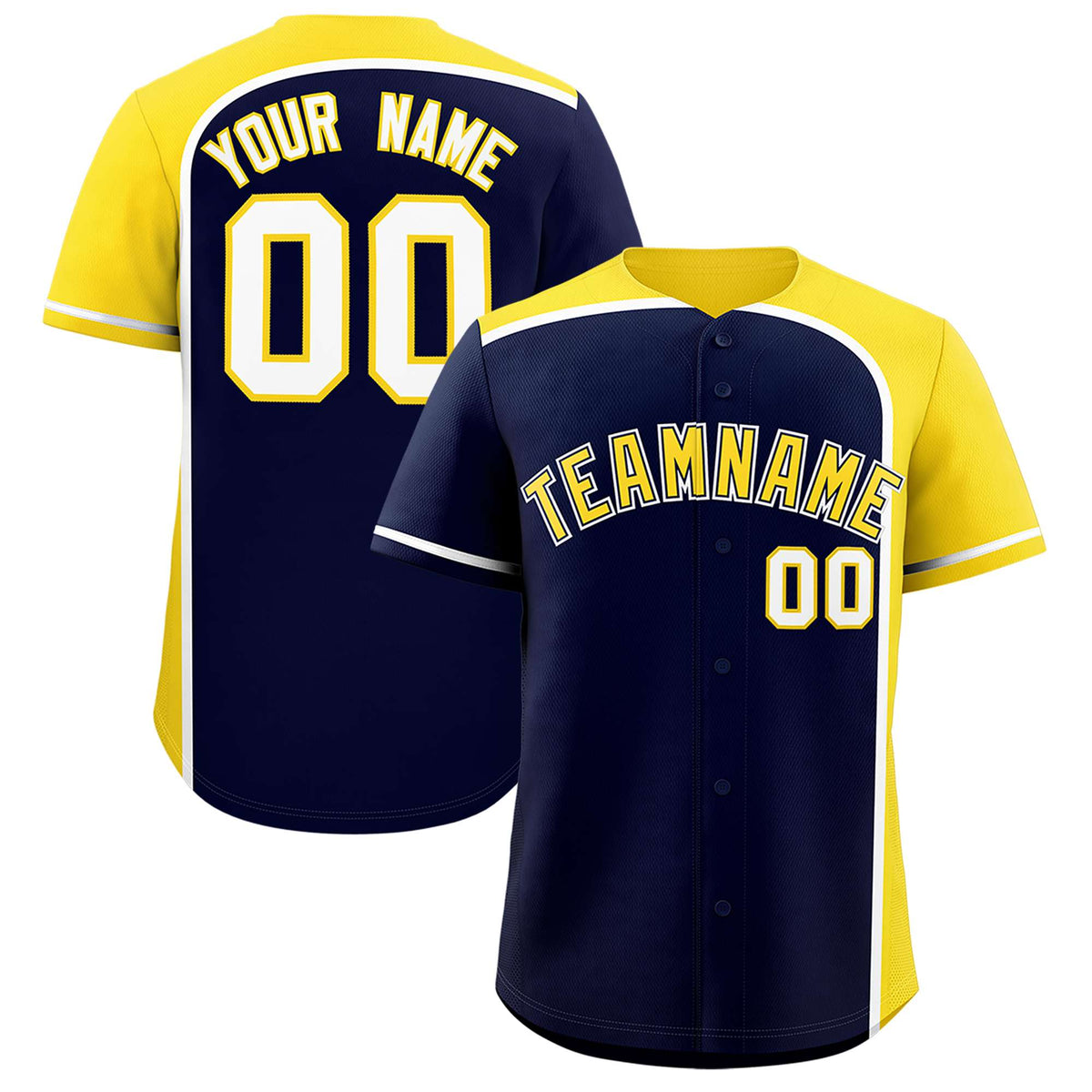 Custom Navy Gold Personalized Color Block Authentic Baseball jersey