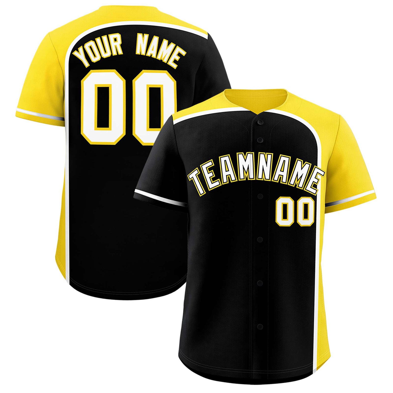 Custom Black Gold Personalized Color Block Authentic Baseball jersey