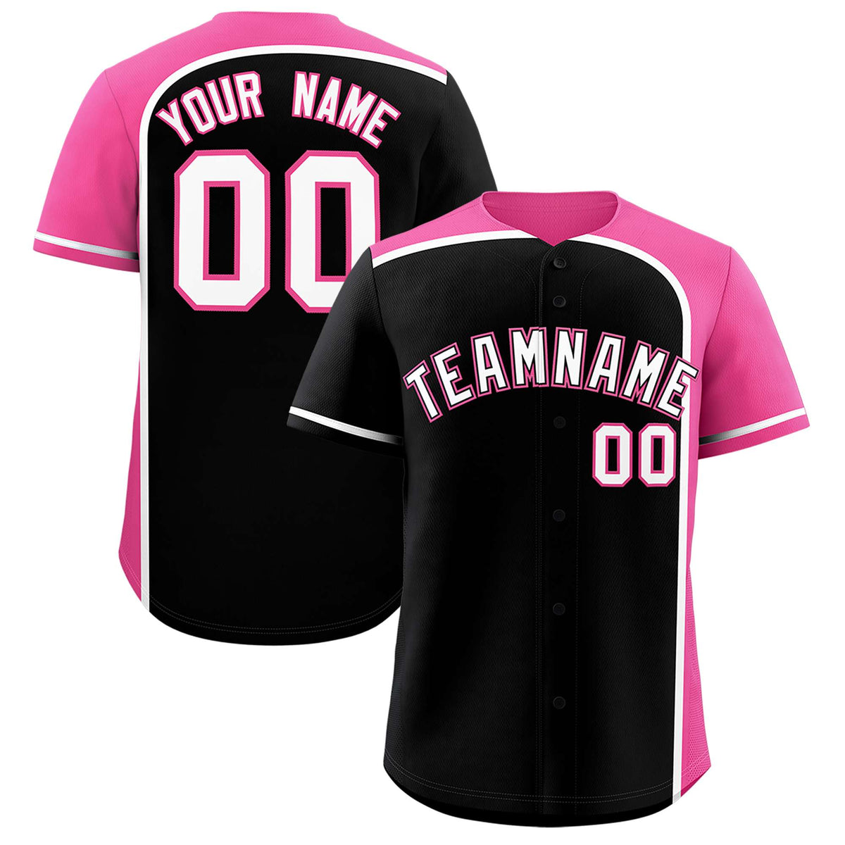 Custom Black Pink Personalized Color Block Authentic Baseball jersey