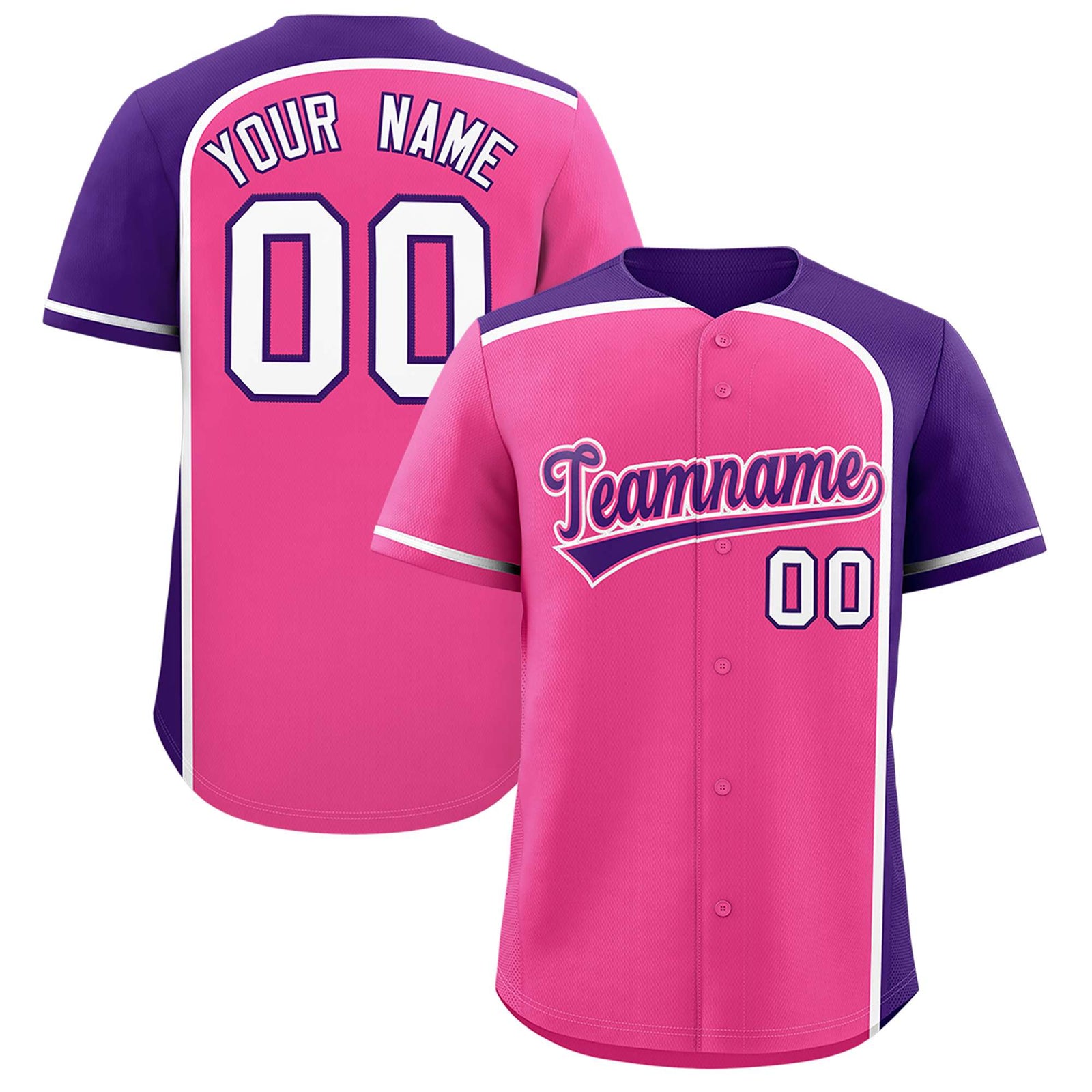Custom Pink Purple Personalized Color Block Authentic Baseball jersey