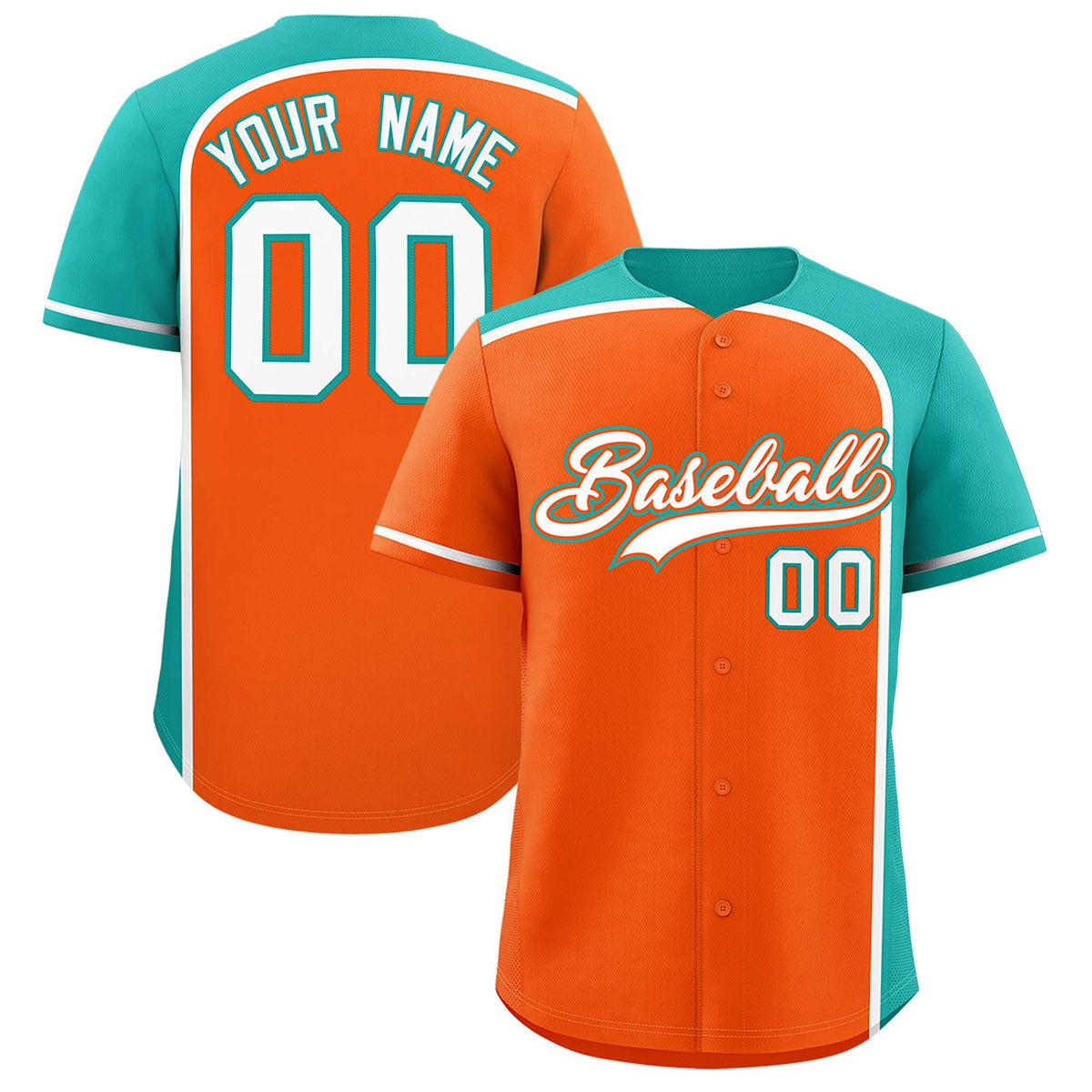 Custom Orange Aqua Personalized Color Block Authentic Baseball jersey
