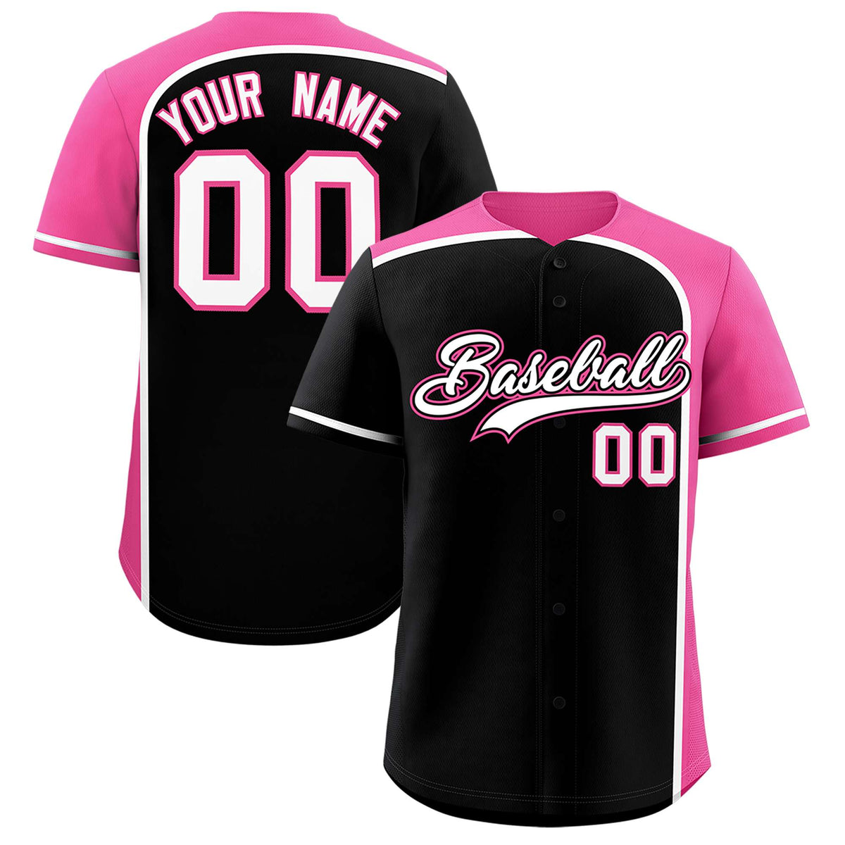 Custom Black Pink Personalized Color Block Authentic Baseball jersey
