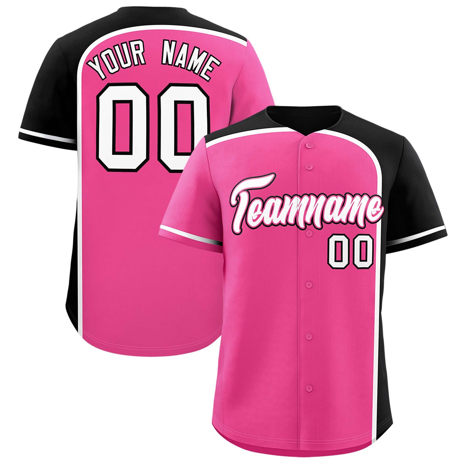 Custom Pink Black Personalized Color Block Authentic Baseball jersey