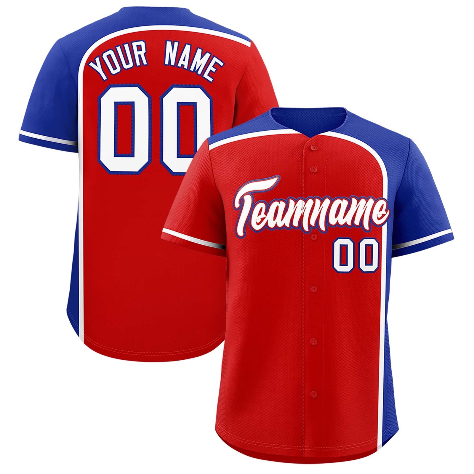 Custom Red Royal Personalized Color Block Authentic Baseball jersey