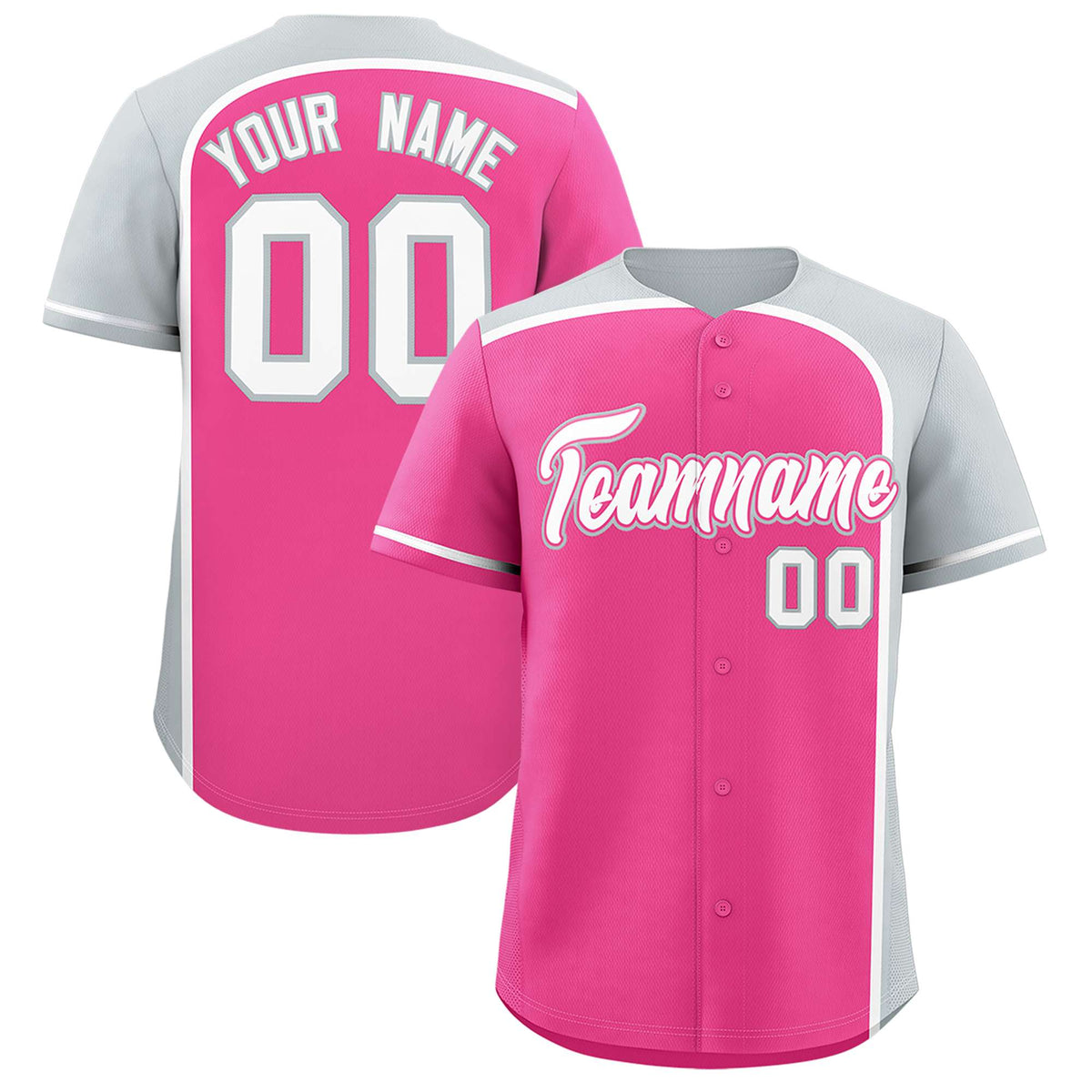 Custom Pink Silver Personalized Color Block Authentic Baseball jersey