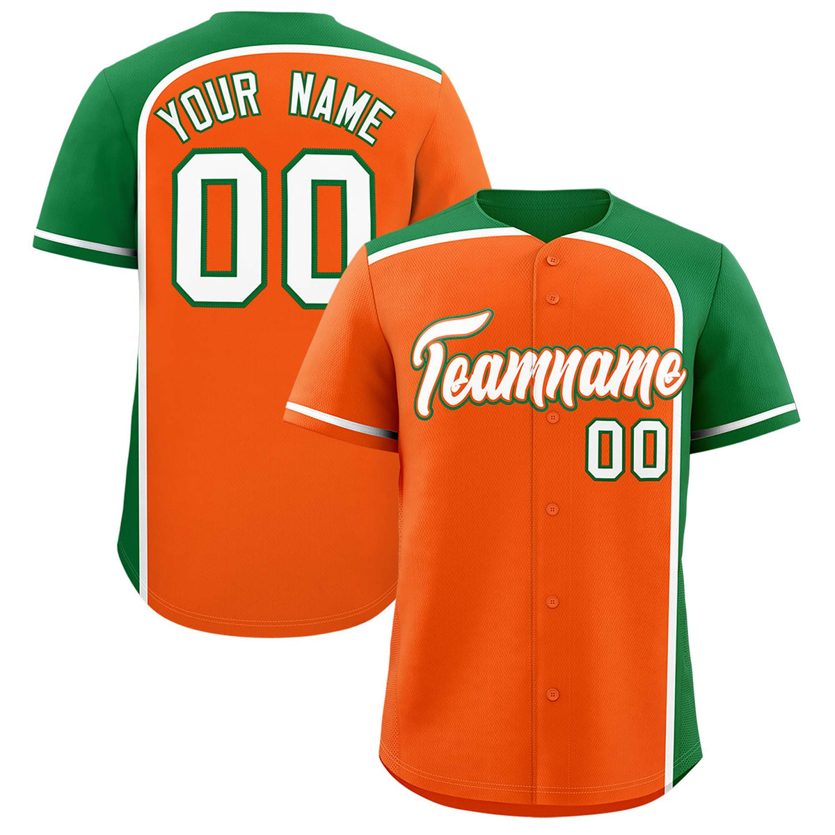 Custom Orange Kelly Green Personalized Color Block Authentic Baseball jersey