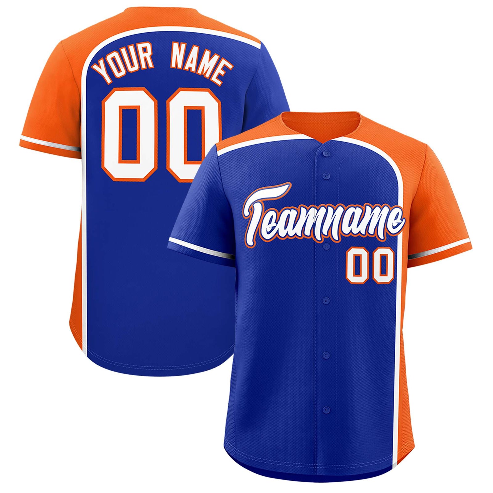 Custom Royal Orange Personalized Color Block Authentic Baseball jersey