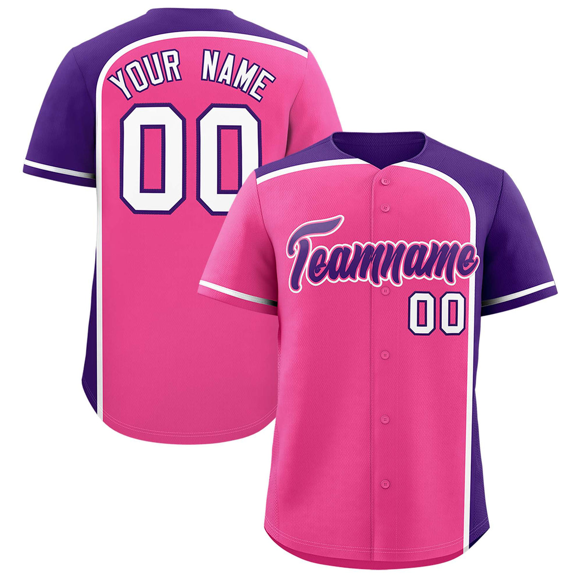 Custom Pink Purple Personalized Color Block Authentic Baseball jersey