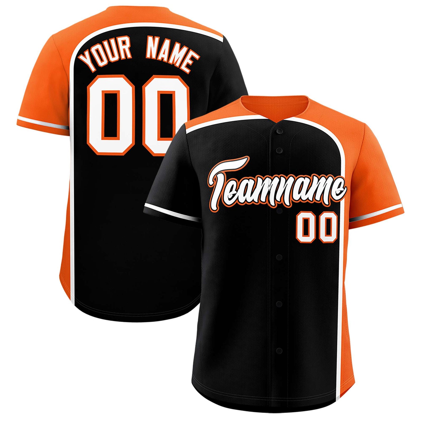 Custom Black Orange Personalized Color Block Authentic Baseball jersey