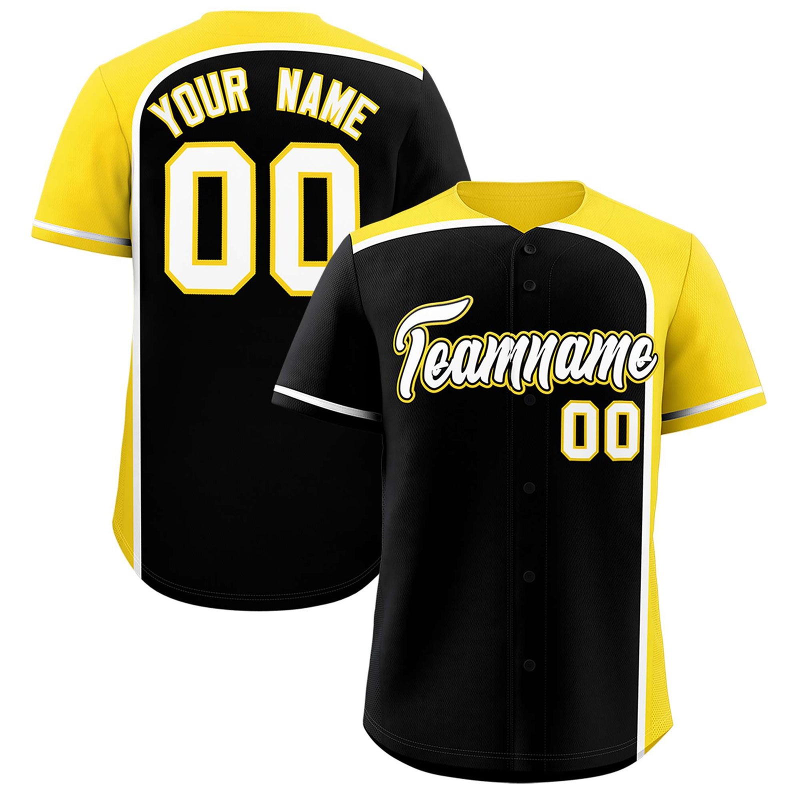 Custom Black Gold Personalized Color Block Authentic Baseball jersey