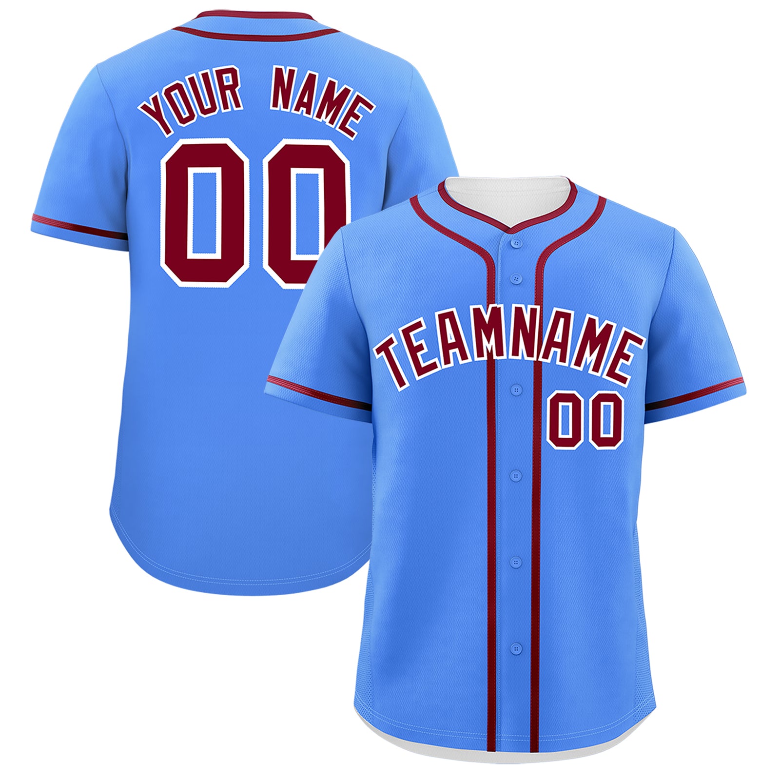 Custom Powder Blue Crimson Personalized Classic Authentic Baseball Jersey