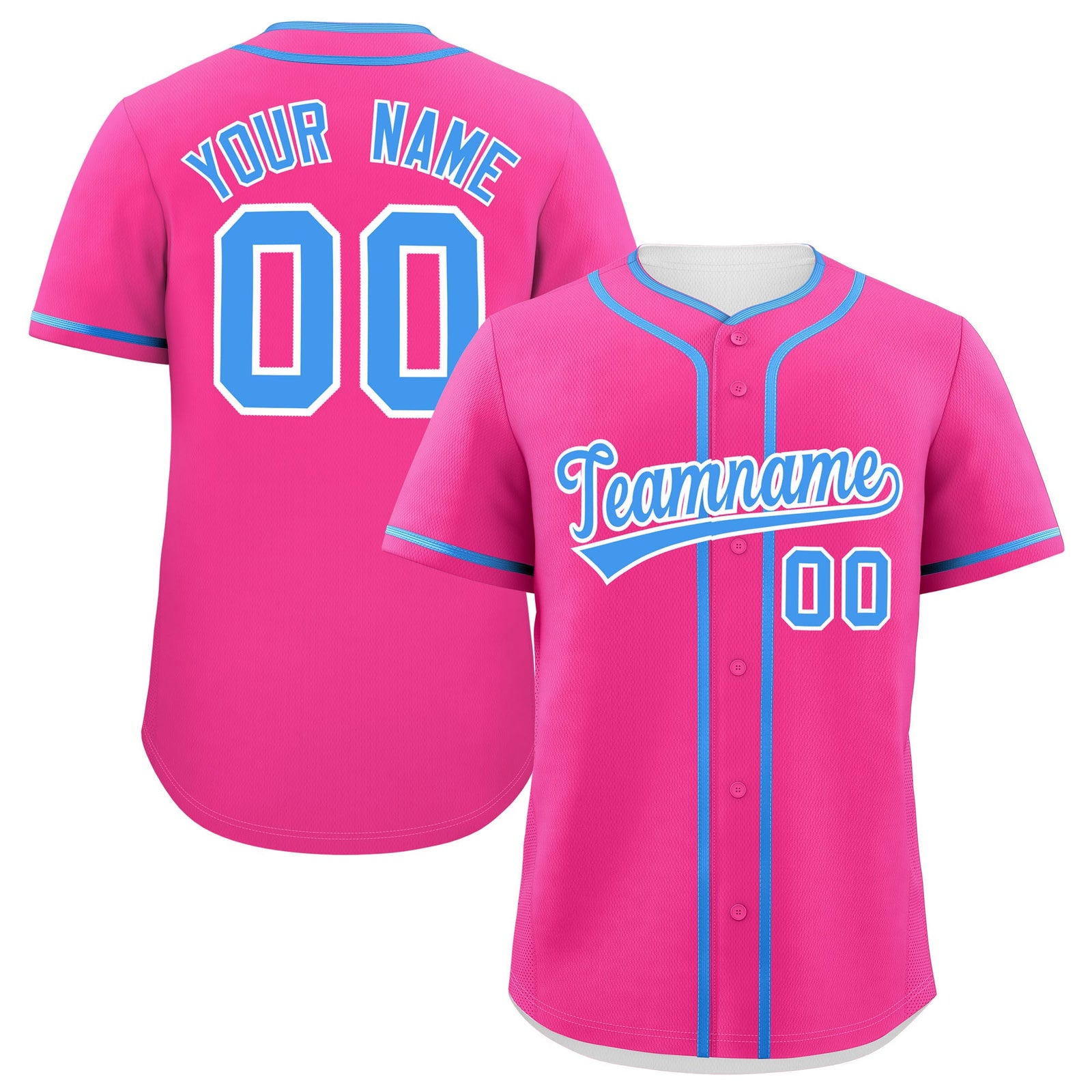 Custom Pink Powder Blue Personalized Classic Authentic Baseball Jersey