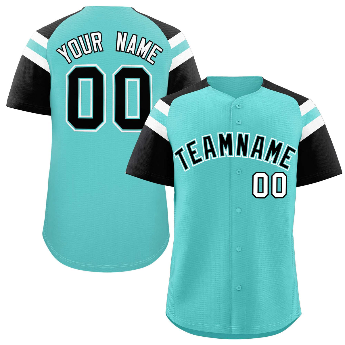 Custom Bright Green Black Contrast Raglan Sleeves Authentic Baseball Jersey