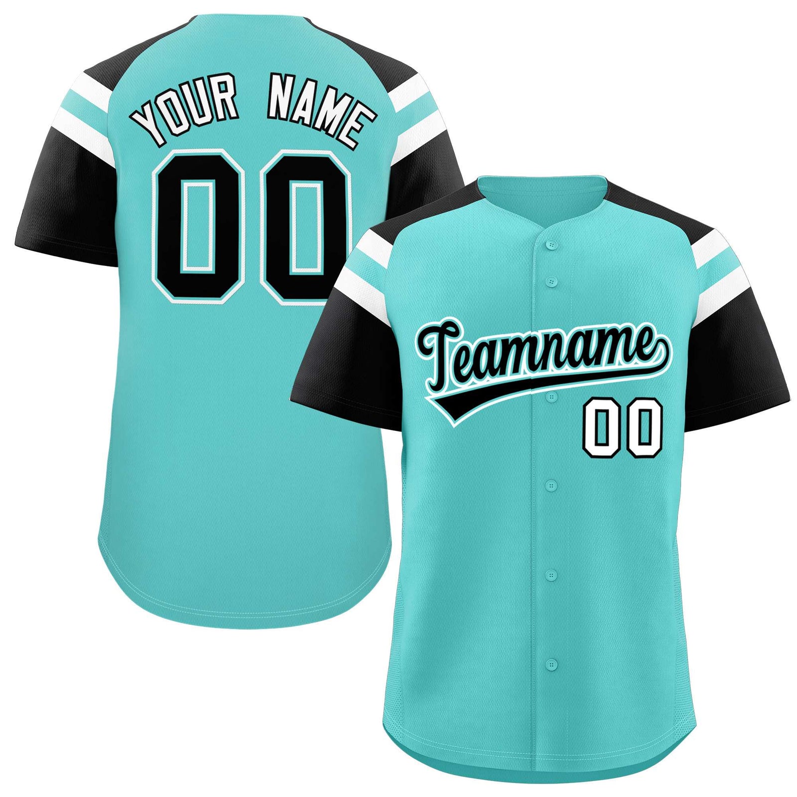 Custom-Bright-Green-Black-Contrast-Raglan-Sleeves-Authentic-Baseball-Jersey-027
