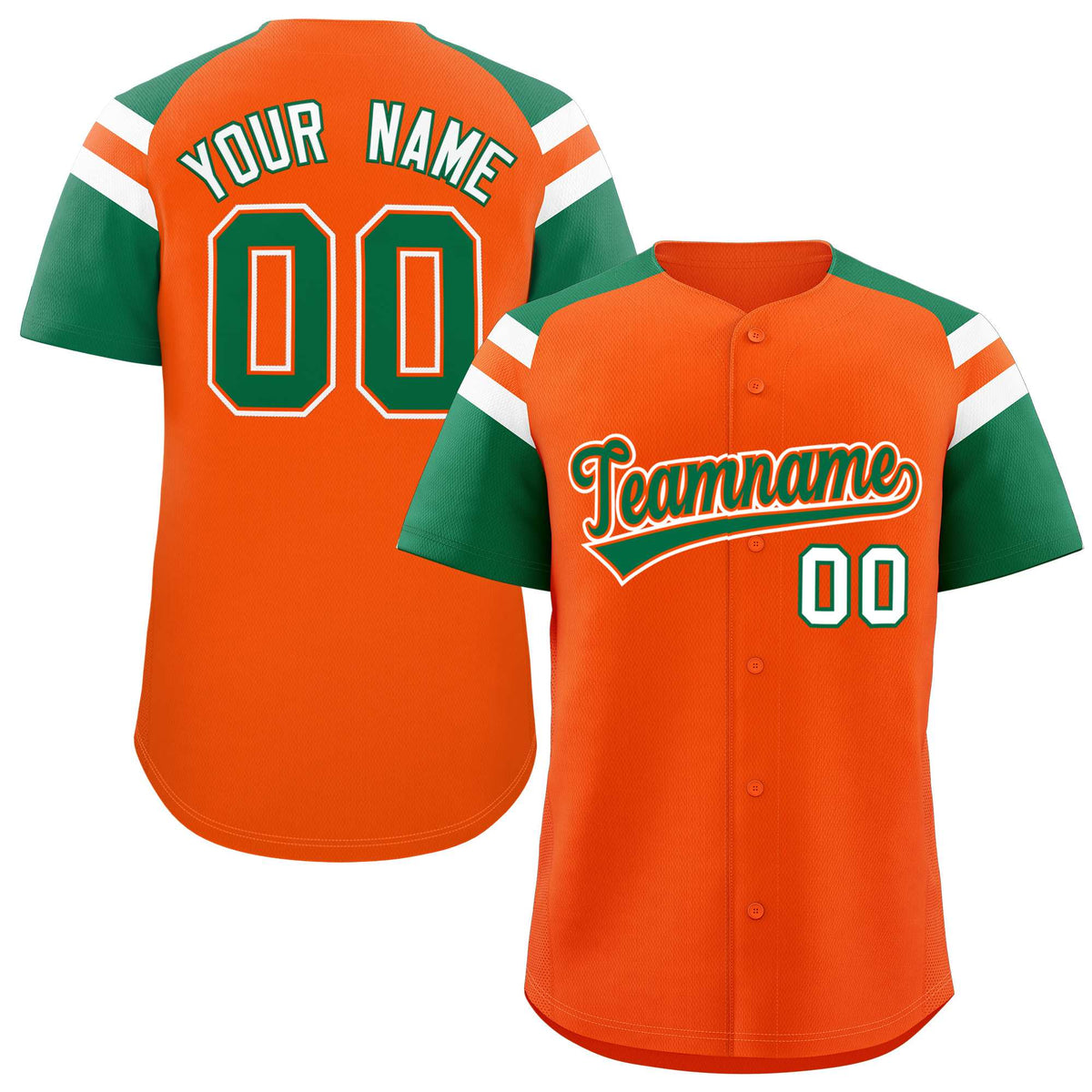 Custom-Orange-Kelly-Green-Contrast-Raglan-Sleeves-Authentic-Baseball-Jersey-053