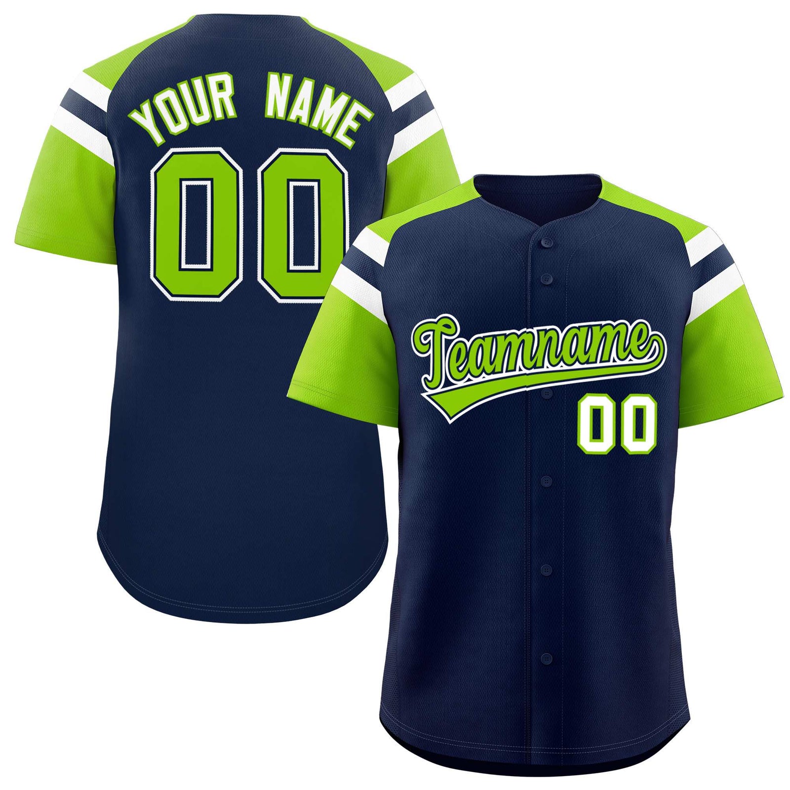 Custom-Navy-Neon-Green-Contrast-Raglan-Sleeves-Authentic-Baseball-Jersey-089