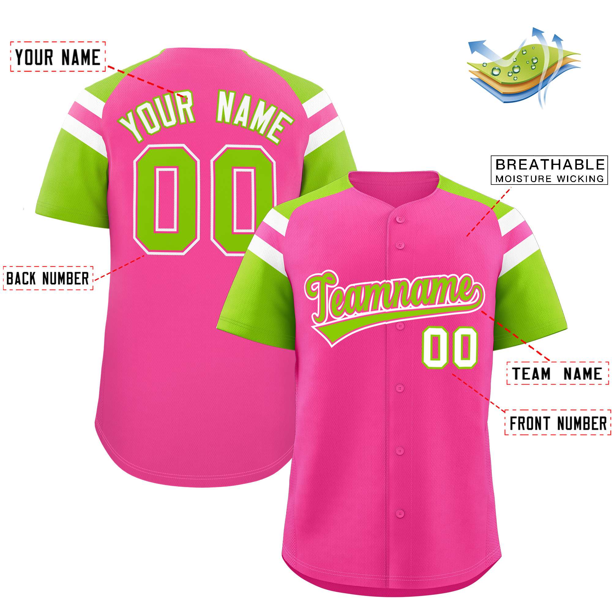 Custom-Pink-Neon-Green-Contrast-Raglan-Sleeves-Authentic-Baseball-Jersey-091