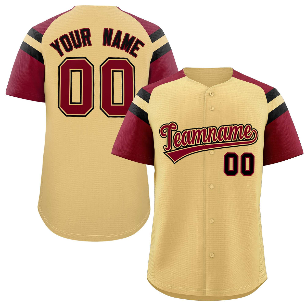 Custom-Khaki-Crimson-Contrast-Raglan-Sleeves-Authentic-Baseball-Jersey-096