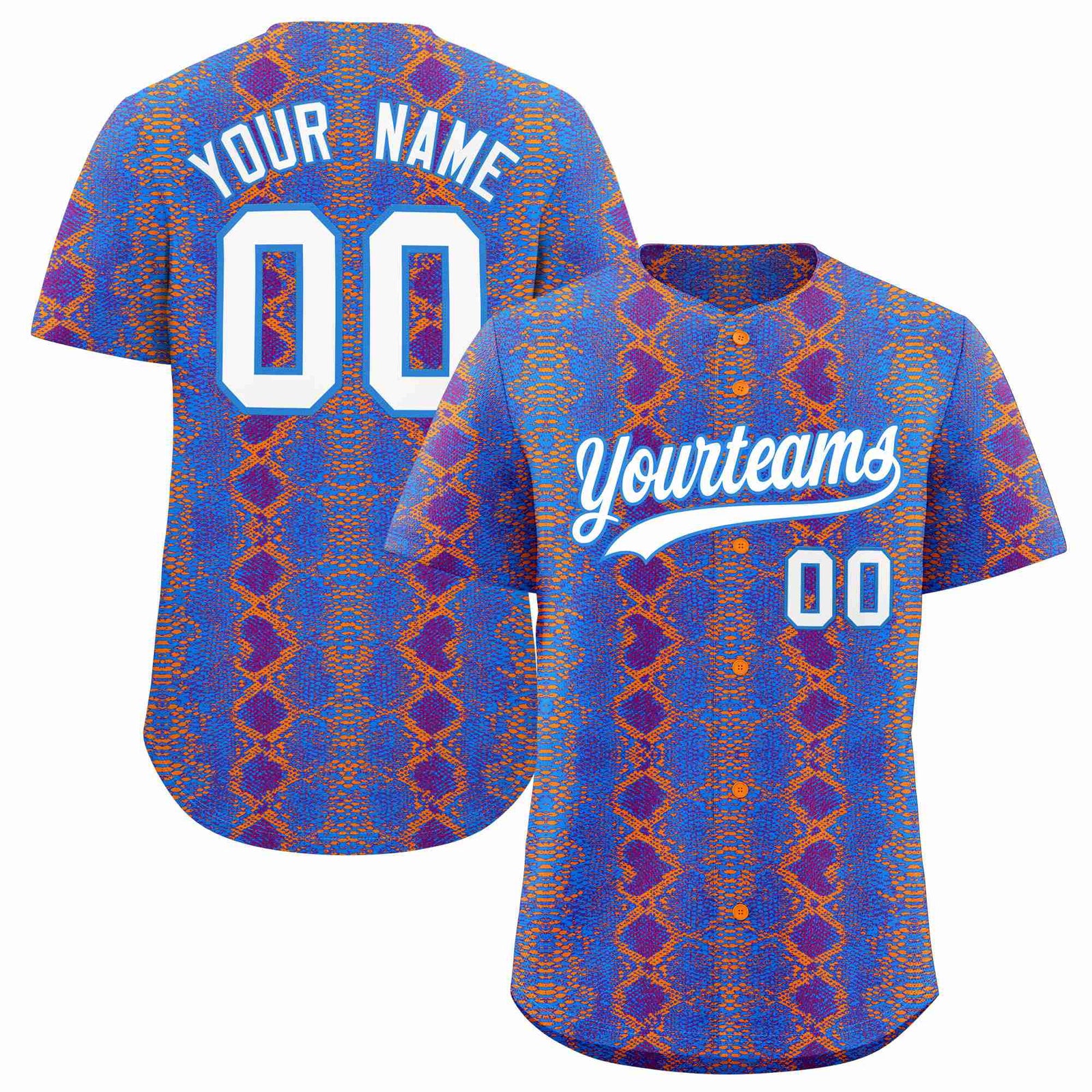 Custom Multi Color Snakeskin Pattern Authentic Baseball Jersey