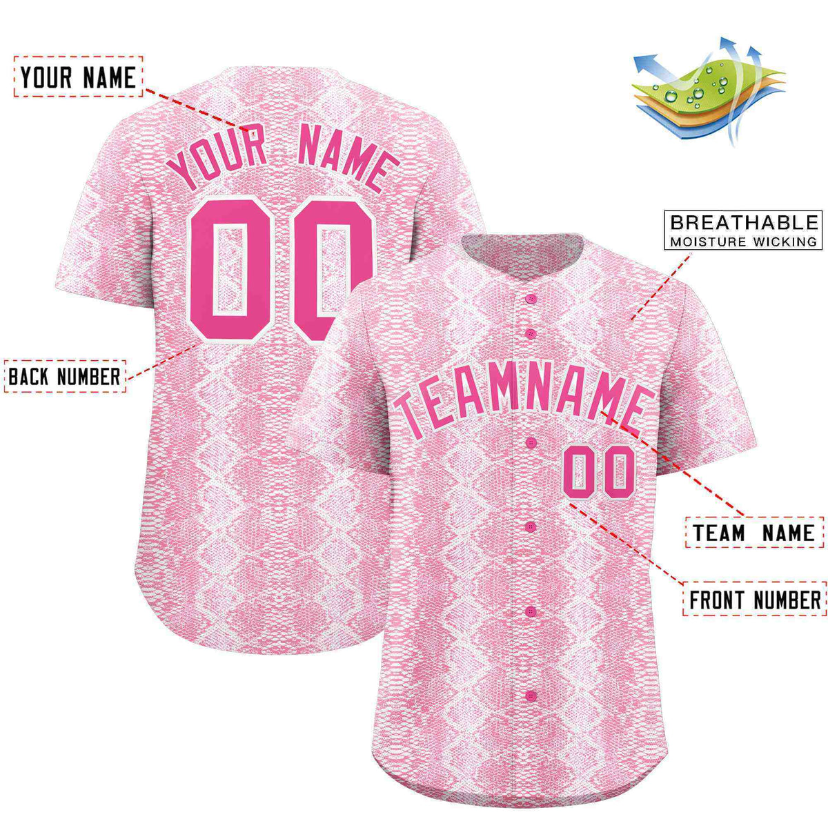 Custom Multi Color Snakeskin Pattern Authentic Baseball Jersey