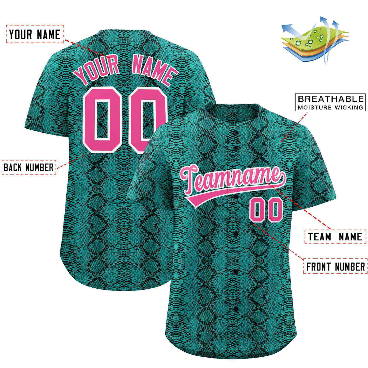 Custom Multi Color Snakeskin Pattern Authentic Baseball Jersey